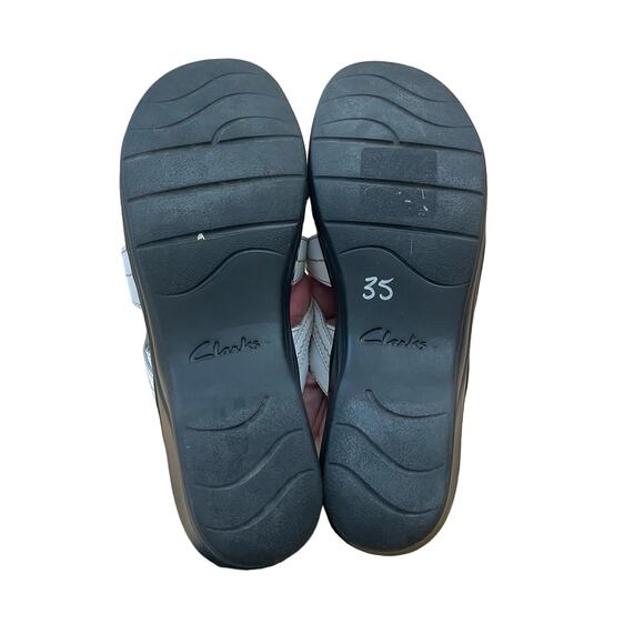 Clarks Lexi Myrtle White Leather Wedge Sandals Flower Size 10 - Picture 4 of 9